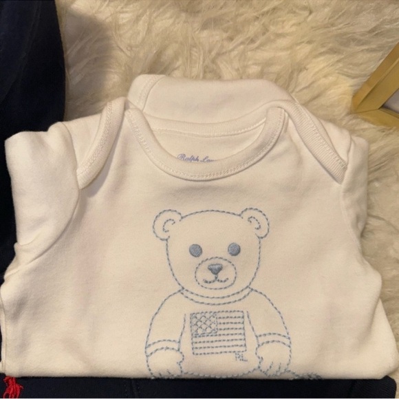 RALPH LAUREN POLO Bundle: Blue jeans, White & light blue onesie shirt& jacket. - Picture 5 of 9